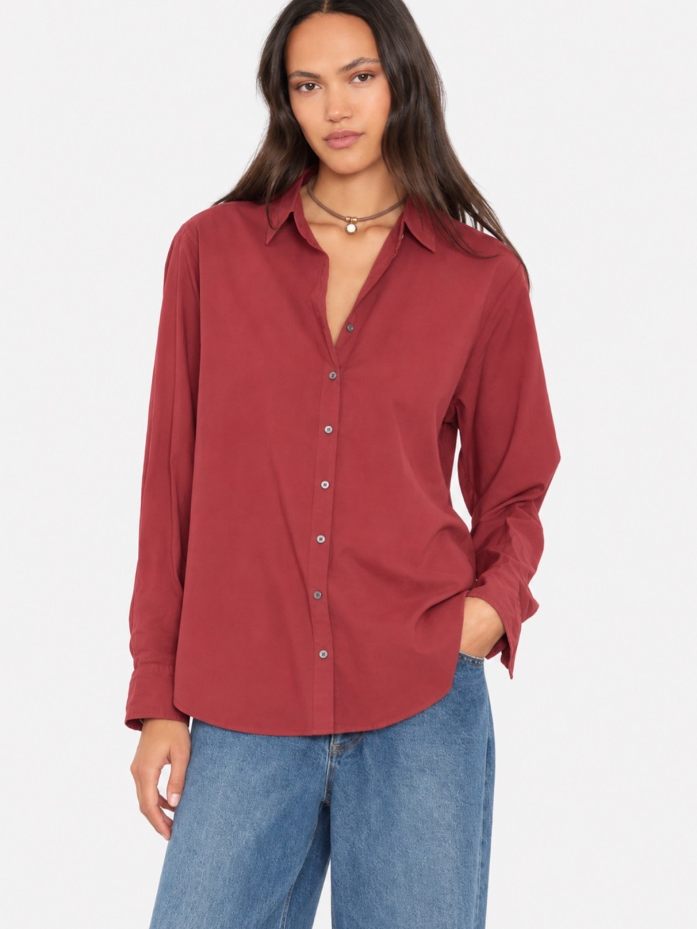 Xirena Bordeaux Beau Shirt Button Down Red Size Medium